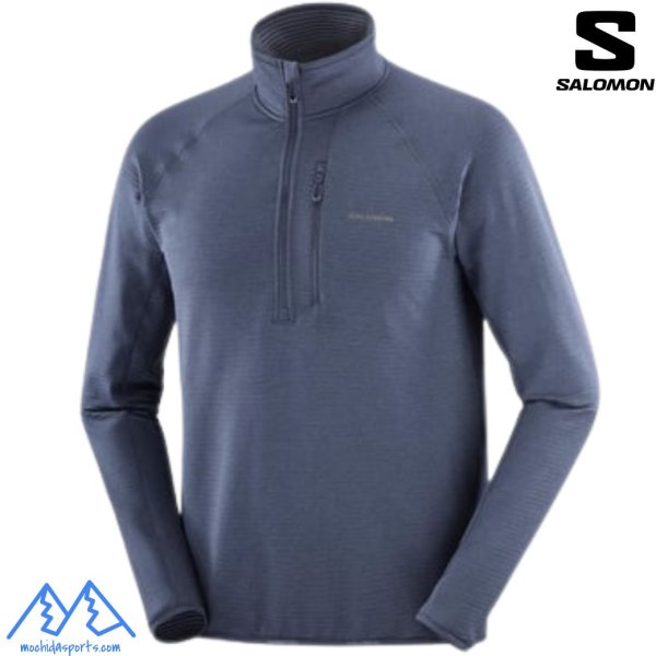 画像1: ご予約商品 SALOMON サロモン ハーフジップ フリース ストレッチ ブルー ESSENTIAL LIGHTWARM HZ DEEP BLUE NIGHTS (1)