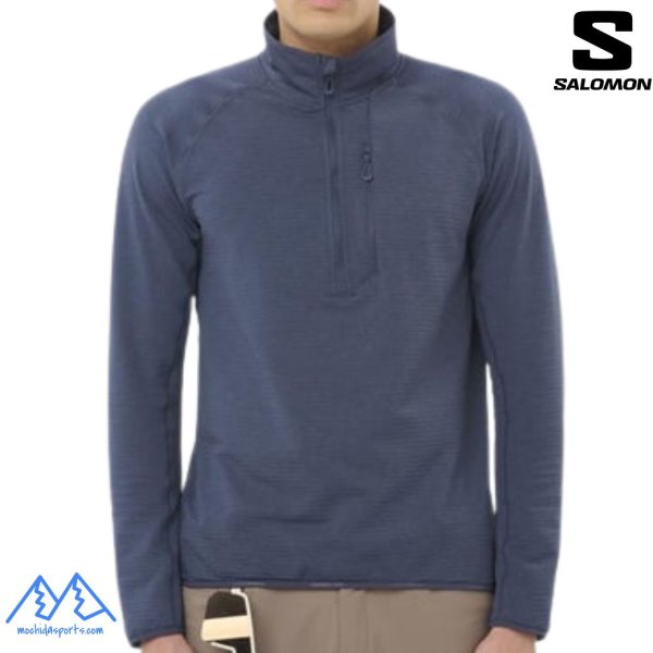 画像3: SALOMON サロモン ハーフジップ フリース ストレッチ ブルー ESSENTIAL LIGHTWARM HZ DEEP BLUE NIGHTS (3)