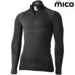 画像1: ご予約商品 ミコ アンダーシャツ ハーフジップ セカンドスキン WARM CONTROL ベースレイヤー ブラック mico Man Zip-neck  IN-1852 MICO (1)
