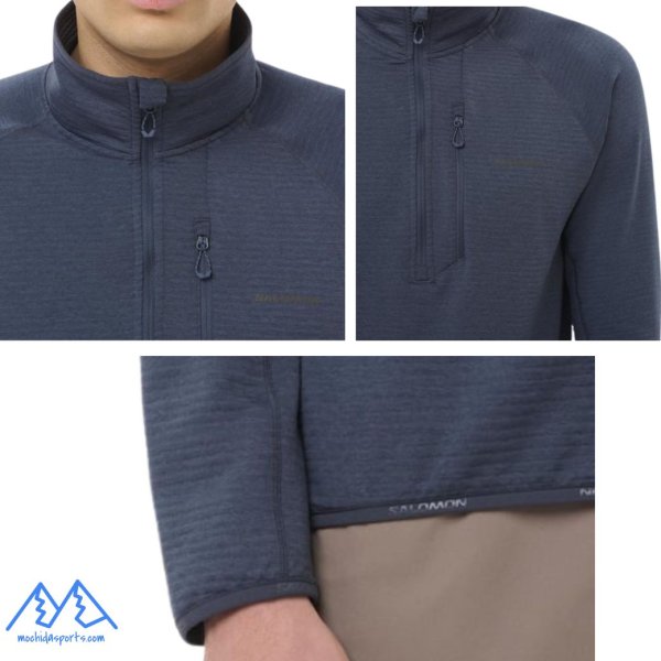 画像5: SALOMON サロモン ハーフジップ フリース ストレッチ ブルー ESSENTIAL LIGHTWARM HZ DEEP BLUE NIGHTS (5)