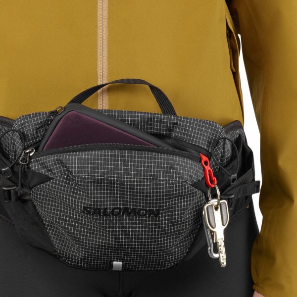 画像4: サロモン ボディバッグ ウエストバッグ ウエストポーチ 4L ブラック TRAILBLAZER COMMUTER BLACK (4)