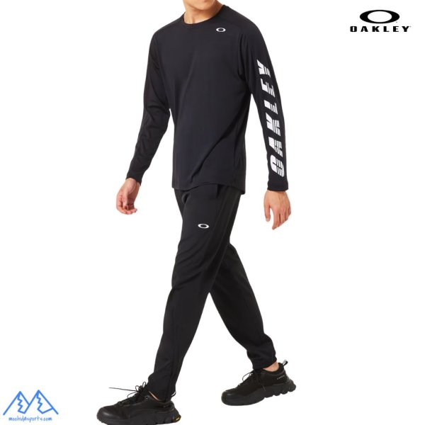 画像5: オークリー ロングスリーブ Tシャツ ロンT 長袖  吸湿 発散 速乾 ブラック OAKLEY Slant Logo Print L/S Tee 12.0 blackout (5)