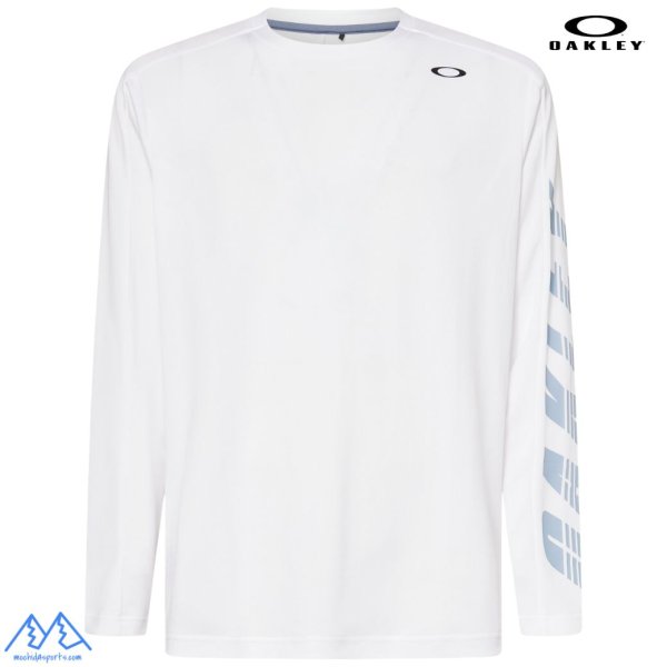 画像1: オークリー ロングスリーブ Tシャツ ロンＴ 長袖  吸湿 発散 速乾 ホワイト OAKLEY Slant Logo Print L/S Tee 12.0 white (1)