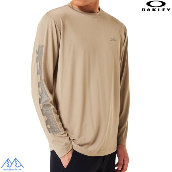 画像5: オークリー ロングスリーブ Tシャツ ロンT 長袖  快適 吸汗速乾 ベージュ OAKLEY Enhance Qd LS Tee Slv Evo 4.7 PEBBLE (5)