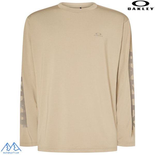 画像1: オークリー ロングスリーブ Tシャツ ロンT 長袖  快適 吸汗速乾 ベージュ OAKLEY Enhance Qd LS Tee Slv Evo 4.7 PEBBLE (1)