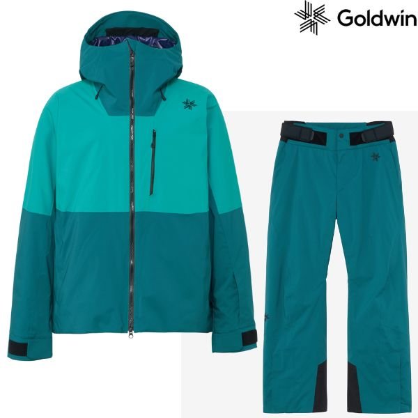 画像1: ゴールドウイン スキーウエア Goldwin G-Sector Hooded Jacket BJ ブルー コーラル + G-Engineered Regular Pants BJ ブルー コーラル Mサイズ (1)