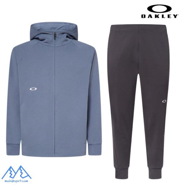 画像1: オークリー フリース フーディ ジャケット & パンツ トレーニングウェア ブルー / ブラック OAKLEY O-Sync Pack Lt Fleece Jacket & Pants 1.0 blue tar / phantom (1)