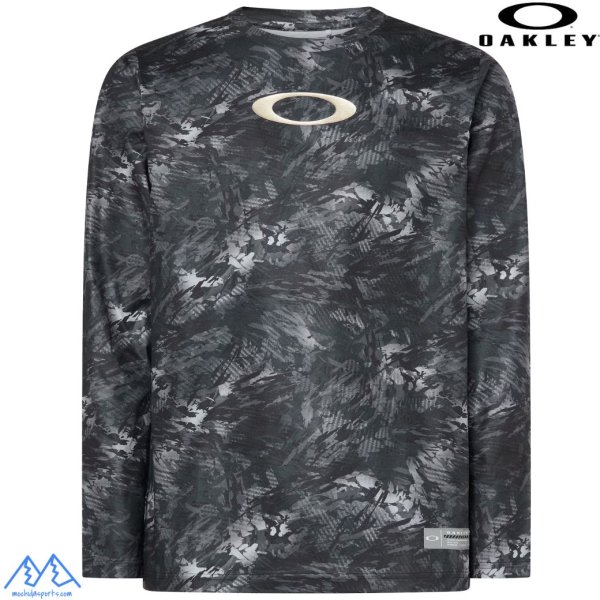 画像1: オークリー ロングスリーブ Tシャツ ロンＴ 長袖  吸汗速乾 ストレッチ ブラック プリント OAKLEY Striking Qd LS Graphic Tee 8.0 black print (1)