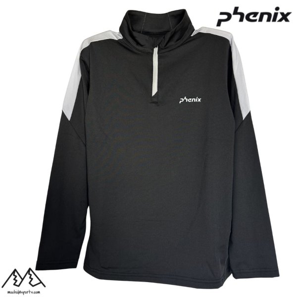 画像1: フェニックス ジュニア スキー アンダーシャツ インナー アンダーウエア ハーフジップ ブラック PHENIX Shoulder Line 1/2 Zip Tee BLACK 140 150 160 (1)