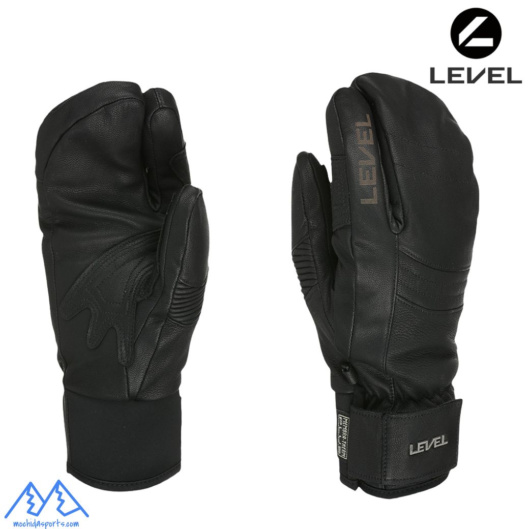 ご予約商品 レベル 3本指 スキーグローブ 防水 山羊革 ブラック LEVEL REXFORD TRIGGER BLACK