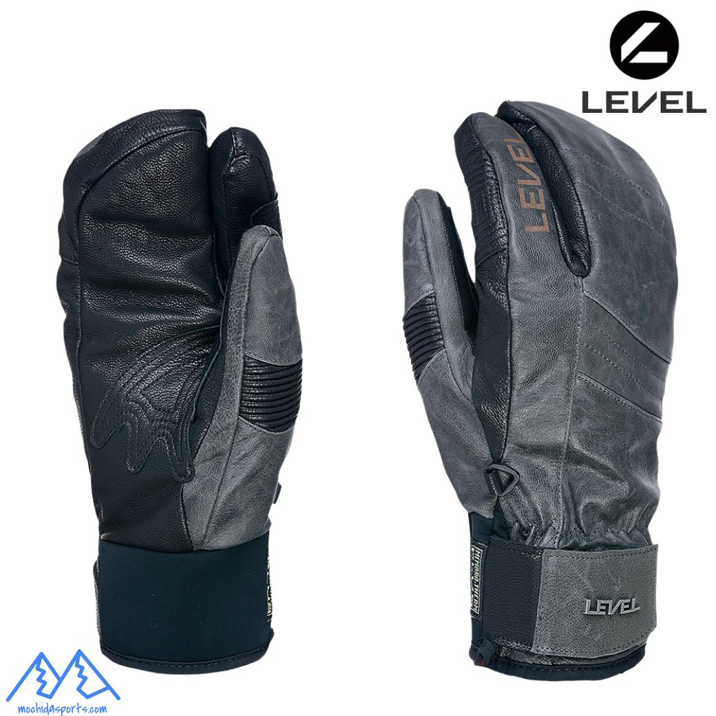 ご予約商品 レベル 3本指 スキーグローブ 防水 山羊革 アンスラサイト LEVEL REXFORD TRIGGER anthracite